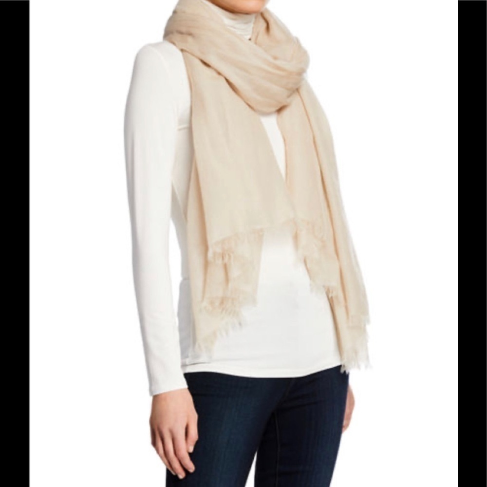 Neiman Marcus Cashmere Gauzy Distressed Scarf Bone​​​​​​​​​